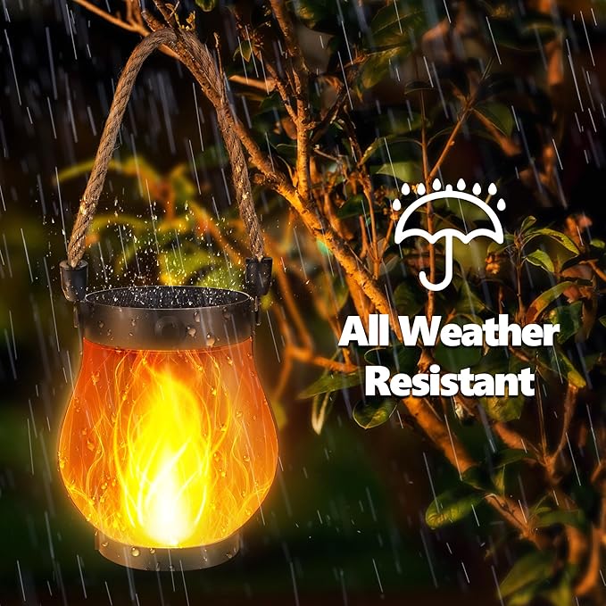 Solar Flame Lantern Hanging Outdoor Waterproof Purple - Image 6