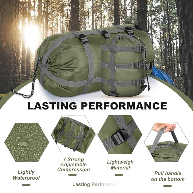 5 Pack Compression Stuff Sack 5 Assorted Size Sleeping Bag Stuff Sack - Image 3
