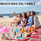 LEDAOU Large Beach Tote Bag Women Waterproof Sandproof Zipper Beach Tote Bag - Image 3