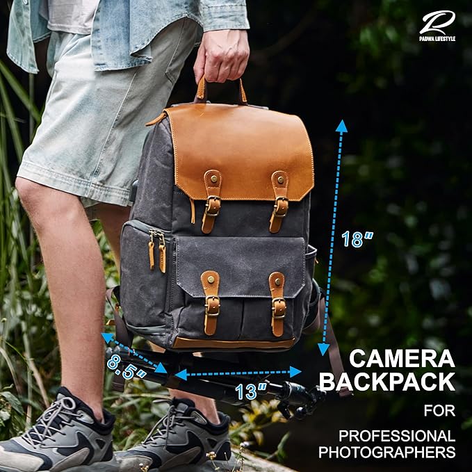 Padwa Lifestyle Black Gray Camera Backpack - Image 6