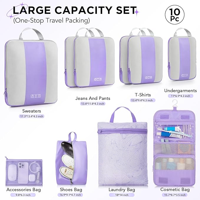 10 Set Compression Packing Cubes - Image 2