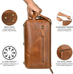 LEATHER VILLAGE Premium Leather Travel Toiletry Bag - Image 3