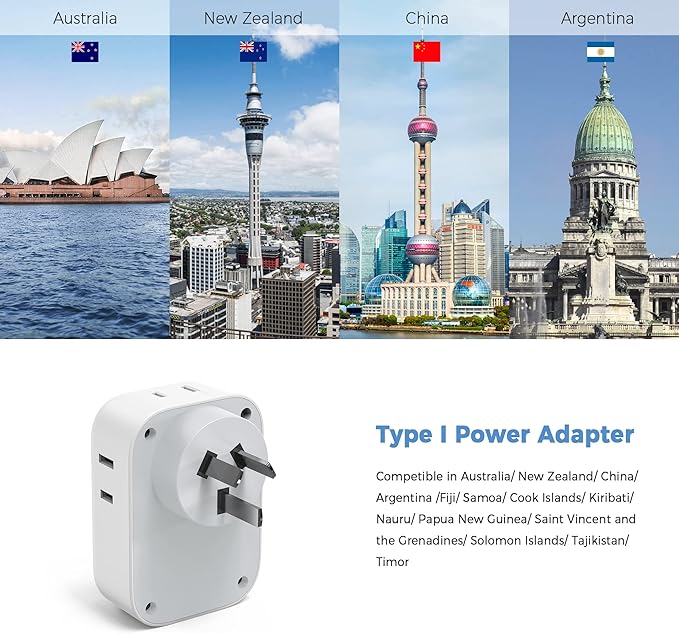 Australia Plug Adapter, TESSAN Australian Power Adaptor - Image 4