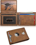 Airtag Wallet for Men, with Cash Pocket 2 ID Window 13 Cards, Slim Leather by Miyozi