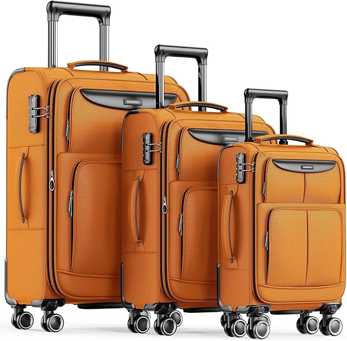 SHOWKOO Luggage Sets 3 Piece Softside Expandable Lightweight Durable Suitcase by SHOWKOO