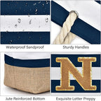 Becokan Beach Bag Initial Beach Tote - Image 2