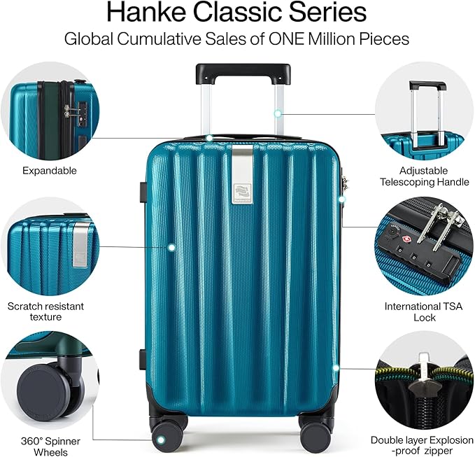 Hanke Expandable Hardshell Luggage Sets 3 piece Carry On Luggage - Image 4