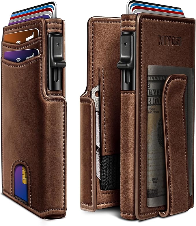 Wallet for Men with Money Clip Coins Pocket ID Window Gift Boxed, Slim Smart by Miyozi