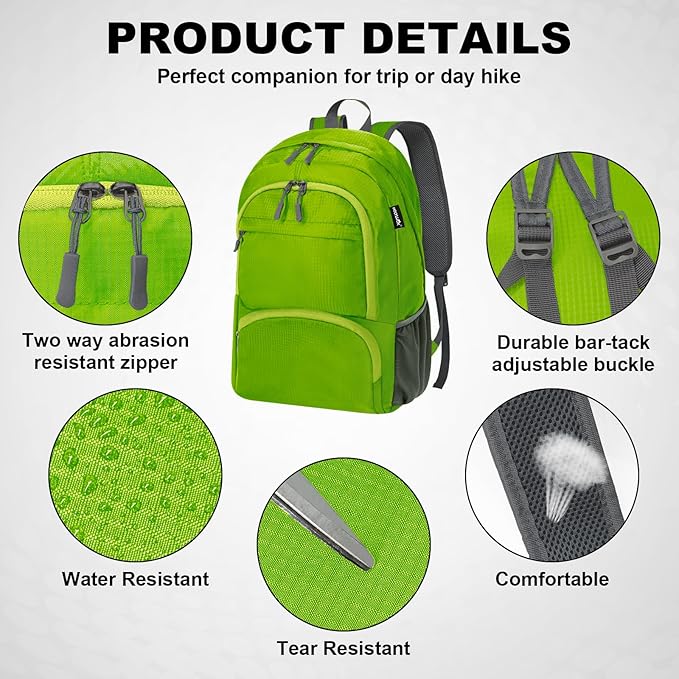 HOLYLUCK 20L lightweight packable Hiking Daypack Foldable Backpack - Image 4