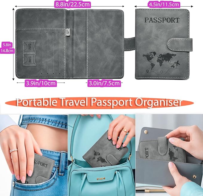 Passport Holder for Travel Essentials, 2 Pack Rfid Passport Cover for Women Men - Image 4