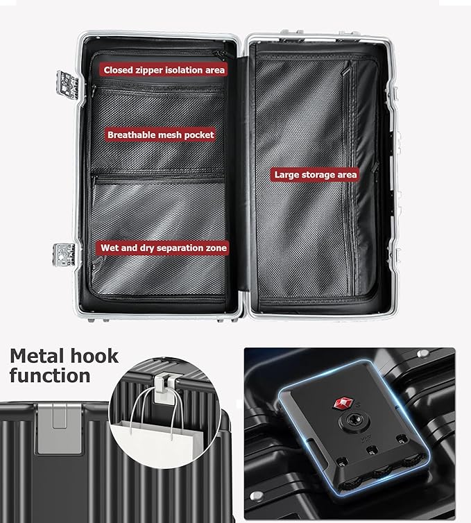 feilario 29in Super Large Captain Aluminum Frame Hardside Spinner Wheels Luggage - Image 3
