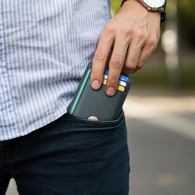 Buffway Slim Minimalist Front Pocket RFID Blocking Leather Wallets - Image 7