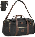 Vintage Canvas Duffle Bag, 50L Genuine Leather Travel Duffel Backpack by DensataTravelBag