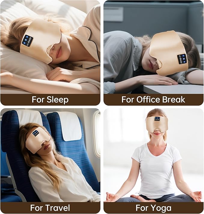 LC-dolida Luxurious Silk Soft Sleep Mask, Sleep Headphones - Image 9