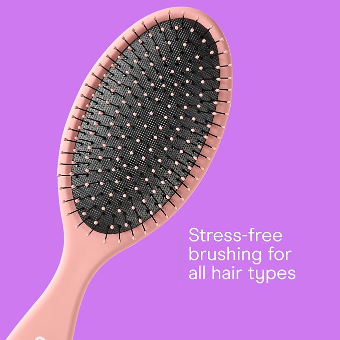 Conair Detangling Hair Brush Set, 3-Pack Detangler Brushes for Wet or Dry Hair, Gentle Detangler for All Hair Types, Bristle Hair Brushes for Women, Beige, Navy, and Coral