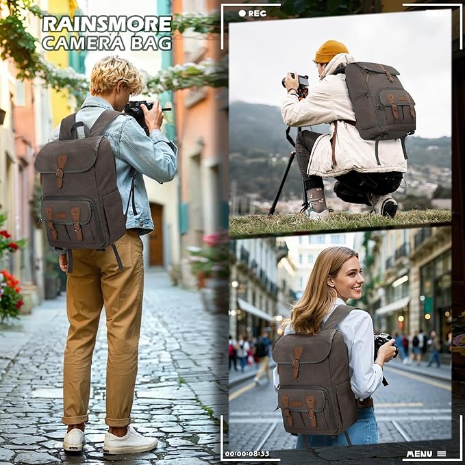 RAINSMORE Camera Bag Backpack for DSLR/SLR Mirrorless 15.6 Inch Laptop Camera - Image 4