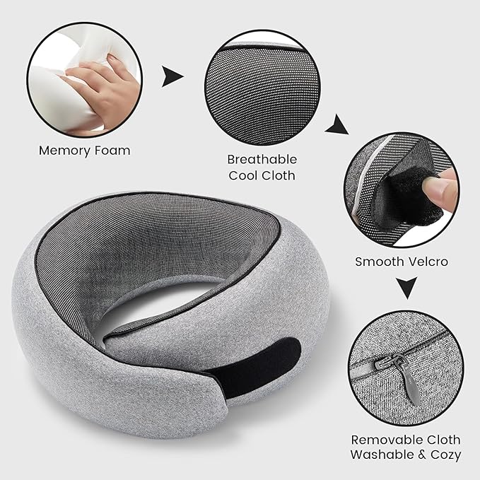 SZXYX Travel Pillows for Airplanes, 100% Pure Memory Foam Neck Pillow for - Image 6