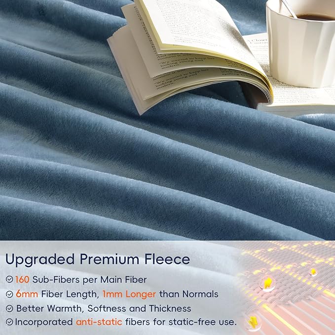 PHF Ultra Soft Fleece Blanket Twin Size, No Shed No Pilling Luxury Plush Cozy - Image 4