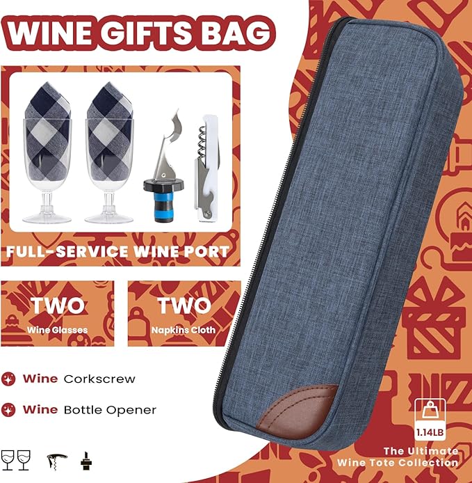 ALLCAMP Wine Tote Bag with Cooler Compartment，Picnic Set Carrying Two Sets of - Image 3
