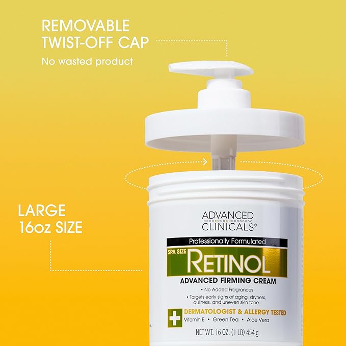 Advanced Clinicals Advanced Firming Retinol Body Lotion + Retinol Eye Cream Face Moisturizer With Peptides Anti Aging 2pc Skincare Set For Women & Men, Fragrance Free, 2pc Set