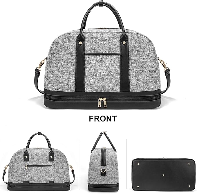 Weekender Bag for Women Canvas Overnight Bag Large Travel Tote Bag Carry on - Image 7