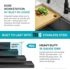 KRAUS Kore Workstation 27-inch Undermount 16 Gauge Black Stainless Kitchen Sink - Image 7