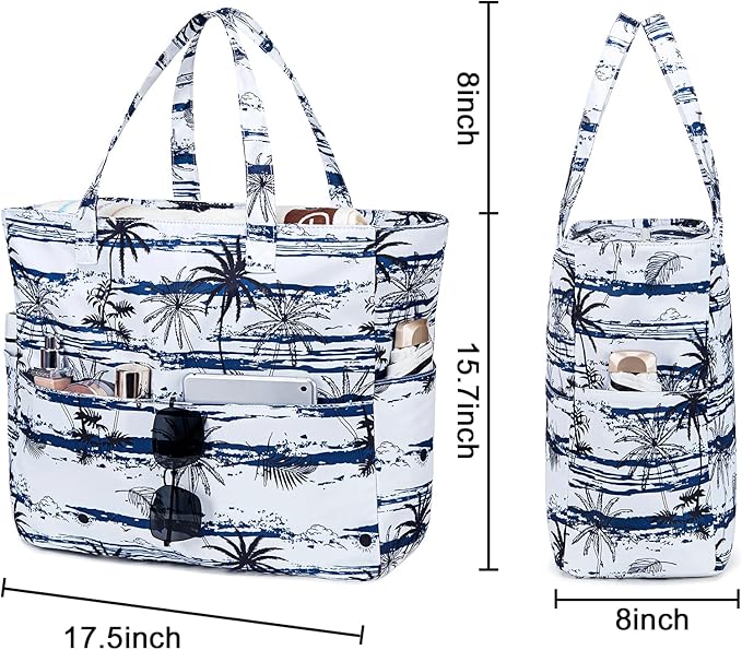 LEDAOU Large Beach Tote Bag Women Waterproof Sandproof Zipper Beach Tote Bag - Image 9