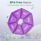 Weekly Pill Organizer, 2 Pack Portable Pill Box Medicine case 6 Colors New - Image 3
