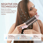 K&K 1 1/2 Inch Ceramic Tourmaline Ionic Heated Round Brush Curling Brush Creates Blowout Look -Creates Root Volume & Loose Curls Volume Curls Dual Voltage Hair Styling Tool (Pink, 1.5 Inch)