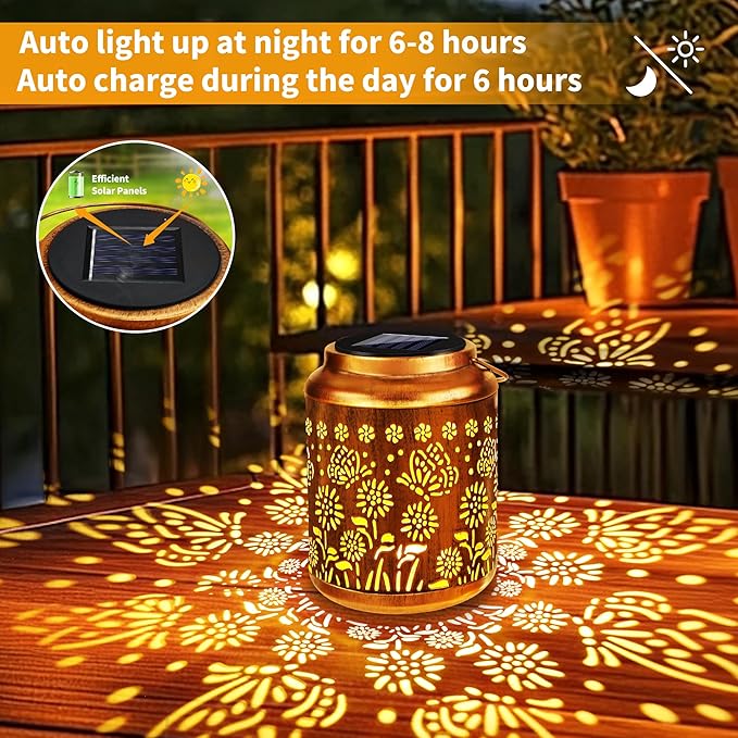 Brizled Butterfly Solar Lantern Lights 2 Pack, Warm White Christmas/Birthday - Image 2