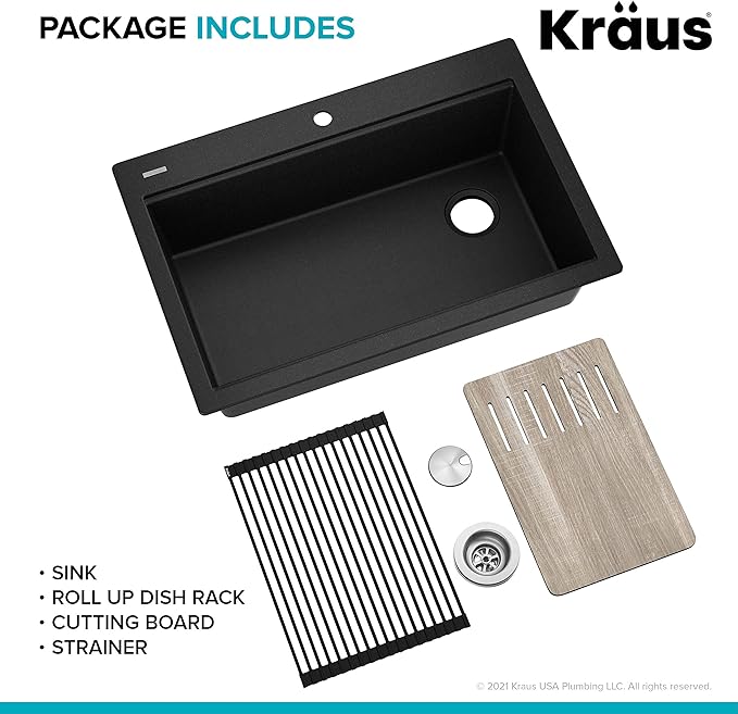 KRAUS Bellucci Workstation 33" Single Bowl Granite Kitchen Sink in Metallic - Image 15