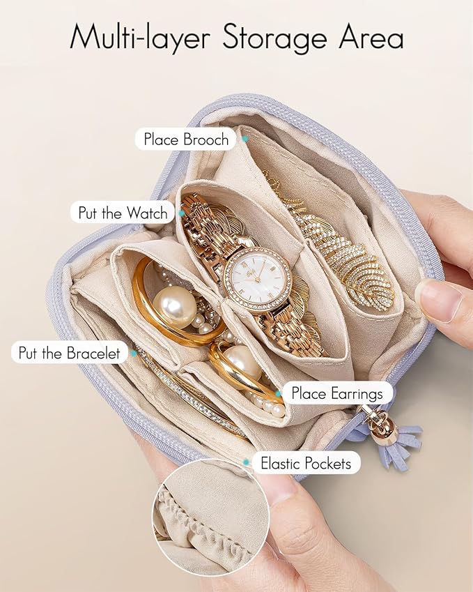 Vlando Small Jewelry Travel Case, Jewelry Pouch Bags - Image 2