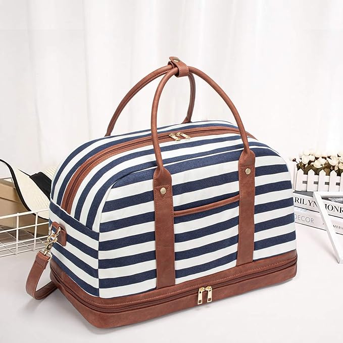 Weekender Bag for Women Canvas Overnight Bag Large Travel Tote Bag Carry on - Image 8