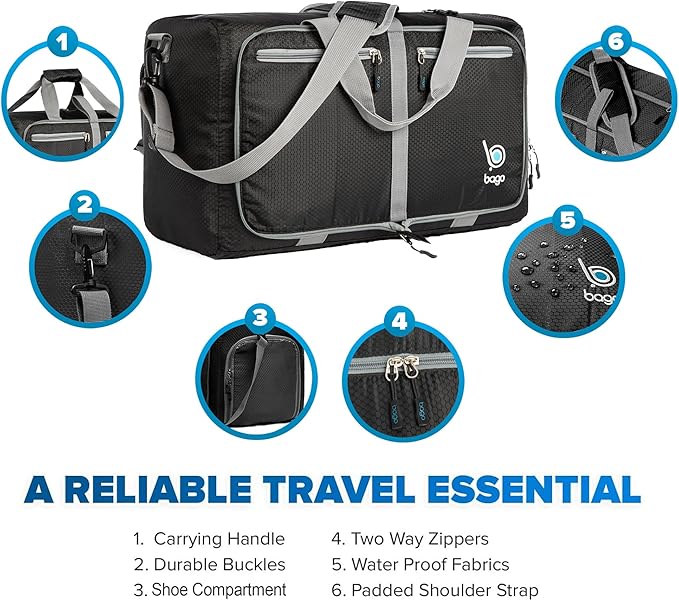 Bago Foldable Duffel Bags for Traveling Women & Men - 40L Sports Packable - Image 4