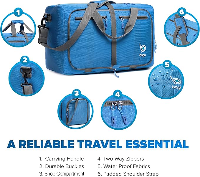 Bago Foldable Duffel Bags for Traveling Women & Men - 40L Sports Packable - Image 4
