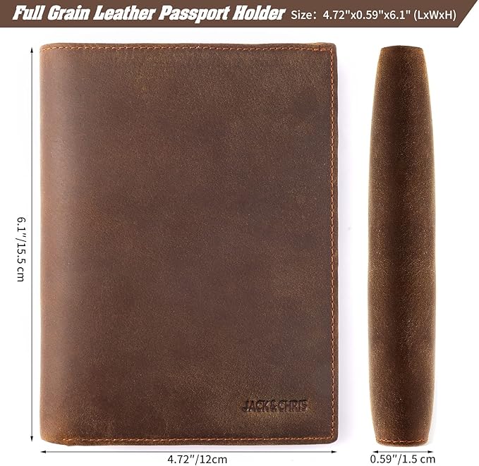 Jack&Chris Leather Passport Holder RFID Blocking Passport Travel Wallet Cover - Image 2