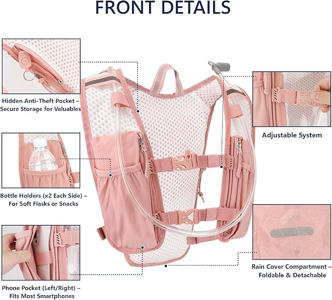 Zavothy Hydration Running Vest for Men & Women – Lightweight 1.5L Hydration Pack - Image 3