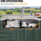 33 Inch Undermount Kitchen Sink Stainless Steel, 33x19 Double Bowl Kitchen - Image 2
