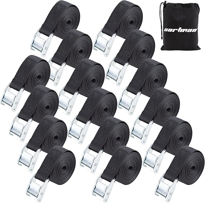 Cartman 1" x 12' Lashing Straps Cargo Tie-Down Strap Up to 600lbs, 16pk in by CARTMAN