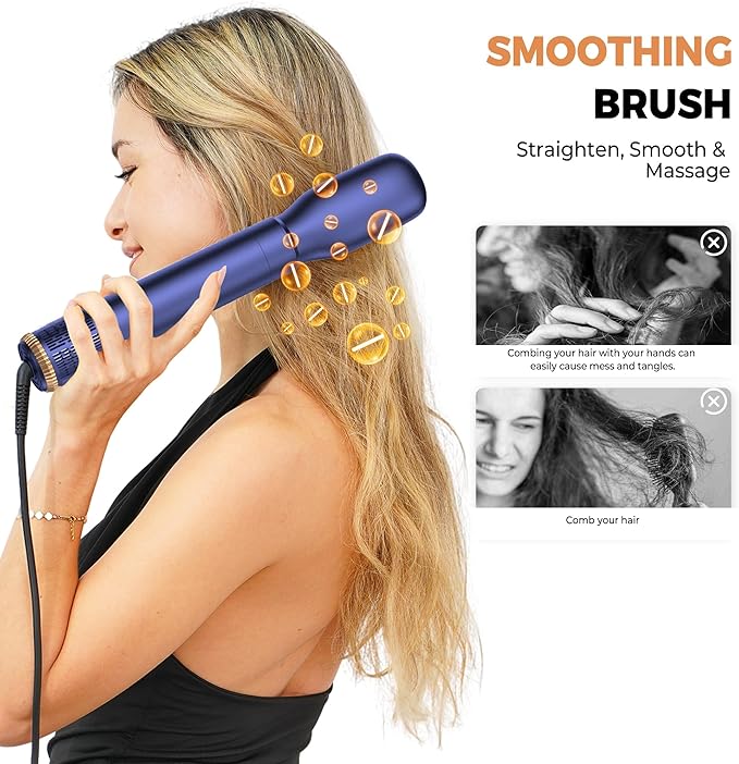 5 in 1 Hair Dryer Brush Set,Professional Negative Ionic Hot Air Styler, Air Curling Wrap Styler,Detachable Blow Dryer Brush With Auto Wrap Curlers,Hair Styling Tools For Straight/Curl/Drying/Smoothing