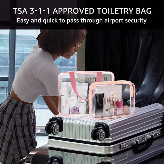 3Pcs Crystal Clear PVC Travel Toiletry Bag Kit - Image 2