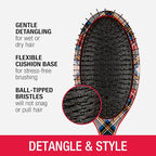 Conair Detangling Hair Brush Set 3 Pack, Use Wet and Dry and ideal for All Hair Types, Detangler Brushes for Women and girls, gifts for her, Tartan, Red, Green