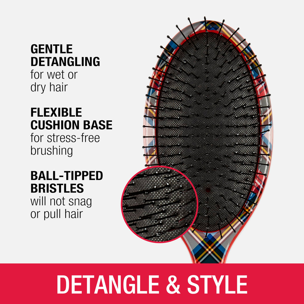 Hair Brush Set (Tartan, Red, Green / 3 Count Full Size)