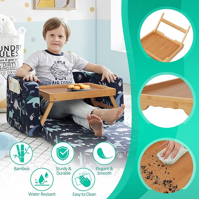 Artmeer Bed Tray Table with Folding Legs, Bamboo Breakfast in Bed - Image 3