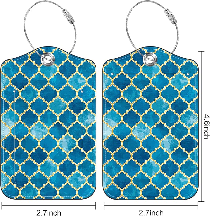 2 Pack Luggage Tag for Suitcase Arabic Mosaic and Mosque Window Shape Leather - Image 2