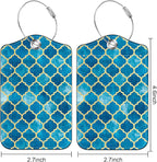 2 Pack Luggage Tag for Suitcase Arabic Mosaic and Mosque Window Shape Leather - Image 2