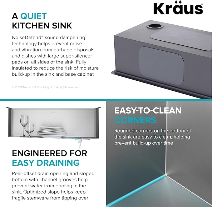 KRAUS Kore 28-Inch Undermount Workstation 16 Gauge Single Bowl Stainless Steel - Image 10