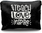 Nogrit Teacher Gifts - Black Makeup Bag, Teacher Appreciation Gifts, Inspire Small Cosmetic Bag for Purse