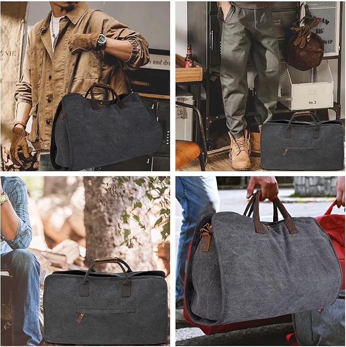 2 in 1 Canvas Leather Suit Luggage Garment Bag - Image 7