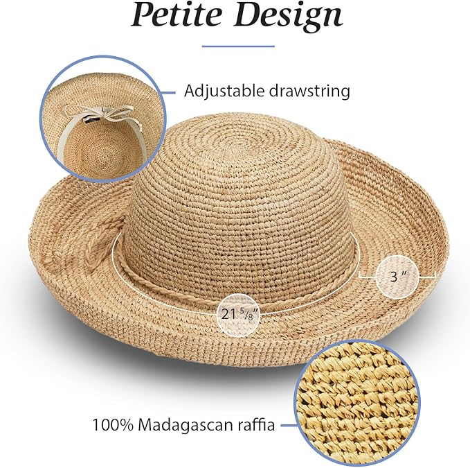 Wallaroo Hat Company – Women’s Petite Catalina Sun Hat – Wide Brim, Natural - Image 4